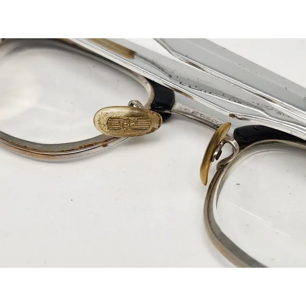 American Optical AO Mens Silver Browline Eyeglass Frame 1/10 12KGF 5 3/4 Vintage